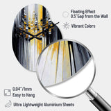 Abstract Geometric Black And Yellow III - Asymmetric Metal Wall Clock