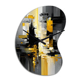 Abstract Geometric Black And Yellow V - Asymmetric Metal Wall Clock