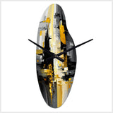 Abstract Geometric Black And Yellow V - Asymmetric Metal Wall Clock