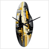 Abstract Geometric Black And Yellow V - Asymmetric Metal Wall Clock