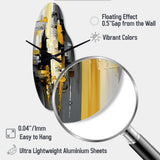 Abstract Geometric Black And Yellow V - Asymmetric Metal Wall Clock