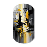 Abstract Geometric Black And Yellow V - Asymmetric Metal Wall Clock