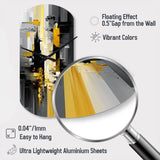 Abstract Geometric Black And Yellow V - Asymmetric Metal Wall Clock