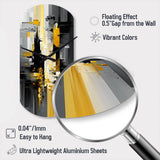 Abstract Geometric Black And Yellow V - Asymmetric Metal Wall Clock