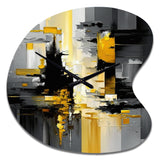 Abstract Geometric Black And Yellow V - Asymmetric Metal Wall Clock
