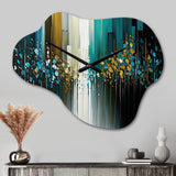 Abstract Geometric Black And Green II - Asymmetric Metal Wall Clock
