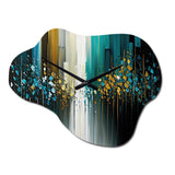 Abstract Geometric Black And Green II - Asymmetric Metal Wall Clock