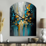 Abstract Geometric Black And Green III - Asymmetric Metal Wall Clock