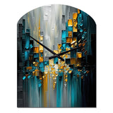 Abstract Geometric Black And Green III - Asymmetric Metal Wall Clock