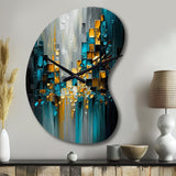 Abstract Geometric Black And Green III - Asymmetric Metal Wall Clock