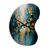 Abstract Geometric Black And Green III - Asymmetric Metal Wall Clock
