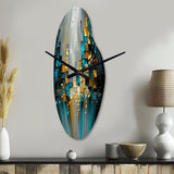 Abstract Geometric Black And Green III - Asymmetric Metal Wall Clock
