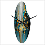 Abstract Geometric Black And Green III - Asymmetric Metal Wall Clock