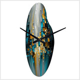 Abstract Geometric Black And Green III - Asymmetric Metal Wall Clock