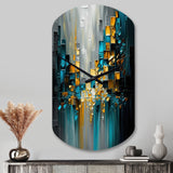 Abstract Geometric Black And Green III - Asymmetric Metal Wall Clock