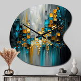 Abstract Geometric Black And Green III - Asymmetric Metal Wall Clock