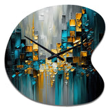 Abstract Geometric Black And Green III - Asymmetric Metal Wall Clock
