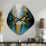 Abstract Geometric Black And Green III - Asymmetric Metal Wall Clock