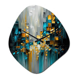 Abstract Geometric Black And Green III - Asymmetric Metal Wall Clock