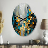 Abstract Geometric Black And Green III - Asymmetric Metal Wall Clock