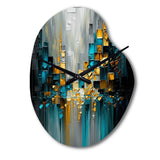 Abstract Geometric Black And Green III - Asymmetric Metal Wall Clock