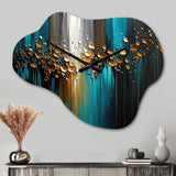 Abstract Geometric Green And Gold - Asymmetric Metal Wall Clock