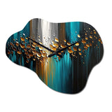 Abstract Geometric Green And Gold - Asymmetric Metal Wall Clock