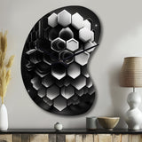 Abstract Geometric Black And White I - Asymmetric Metal Wall Clock