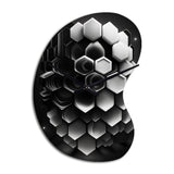 Abstract Geometric Black And White I - Asymmetric Metal Wall Clock