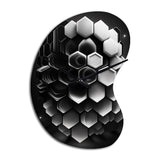 Abstract Geometric Black And White I - Asymmetric Metal Wall Clock