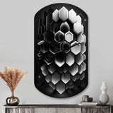 Abstract Geometric Black And White I - Asymmetric Metal Wall Clock