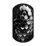 Abstract Geometric Black And White I - Asymmetric Metal Wall Clock