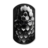 Abstract Geometric Black And White I - Asymmetric Metal Wall Clock