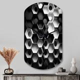 Abstract Geometric Black And White II - Asymmetric Metal Wall Clock