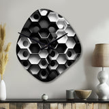 Abstract Geometric Black And White II - Asymmetric Metal Wall Clock