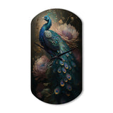 Peacock With Flowers - Asymmetric Metal Wall Clock