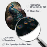 Peacock With Flowers - Asymmetric Metal Wall Clock