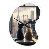 Two Cats In Paris III - Asymmetric Metal Wall Clock