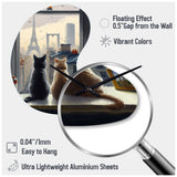 Two Cats In Paris III - Asymmetric Metal Wall Clock