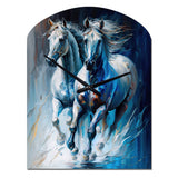 Two Horses Running II - Asymmetric Metal Wall Clock