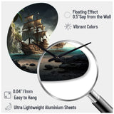 Pirate Boat On The Ocean - Asymmetric Metal Wall Clock
