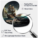 Pirate Boat On The Ocean - Asymmetric Metal Wall Clock