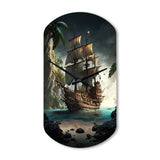 Pirate Boat On The Ocean - Asymmetric Metal Wall Clock
