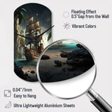 Pirate Boat On The Ocean - Asymmetric Metal Wall Clock