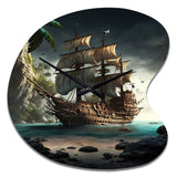 Pirate Boat On The Ocean - Asymmetric Metal Wall Clock