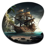 Pirate Boat On The Ocean - Asymmetric Metal Wall Clock