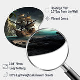 Pirate Boat On The Ocean - Asymmetric Metal Wall Clock