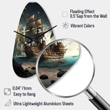 Pirate Boat On The Ocean - Asymmetric Metal Wall Clock