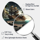 Pirate Boat On The Ocean - Asymmetric Metal Wall Clock