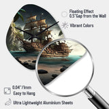 Pirate Boat On The Ocean - Asymmetric Metal Wall Clock